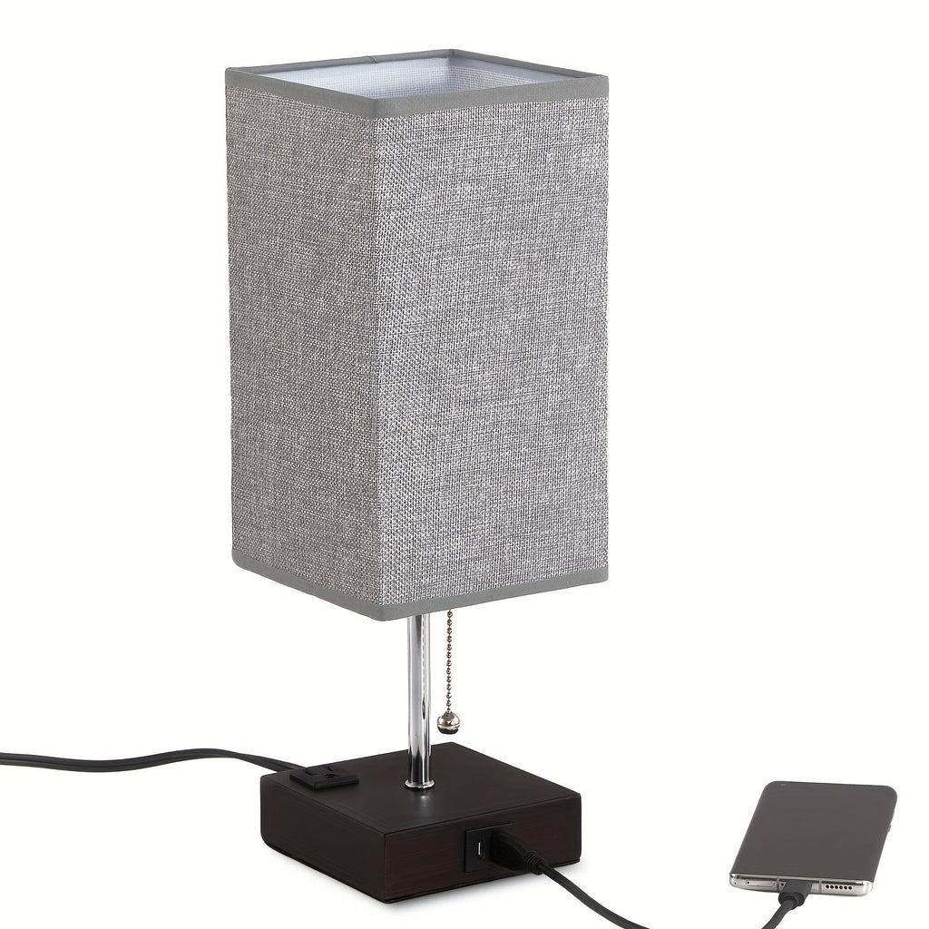LumaTouch | Touch Table Lamp with USB Outlet and Fabric Shade Bedside Decor