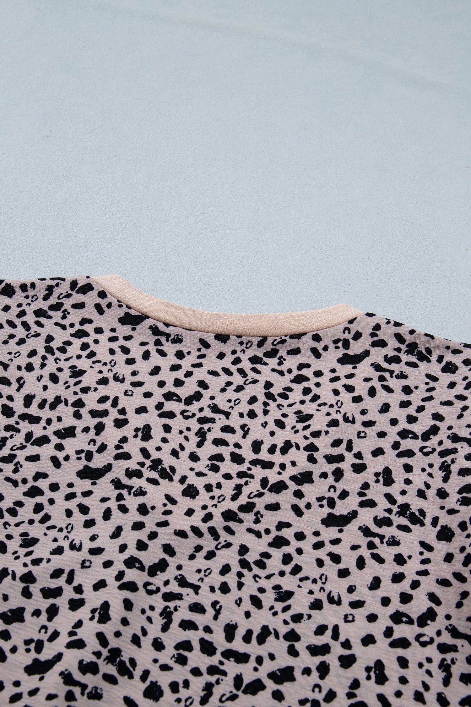 Black Cheetah Print V Neck Ruffle Trim Loose Tank Top