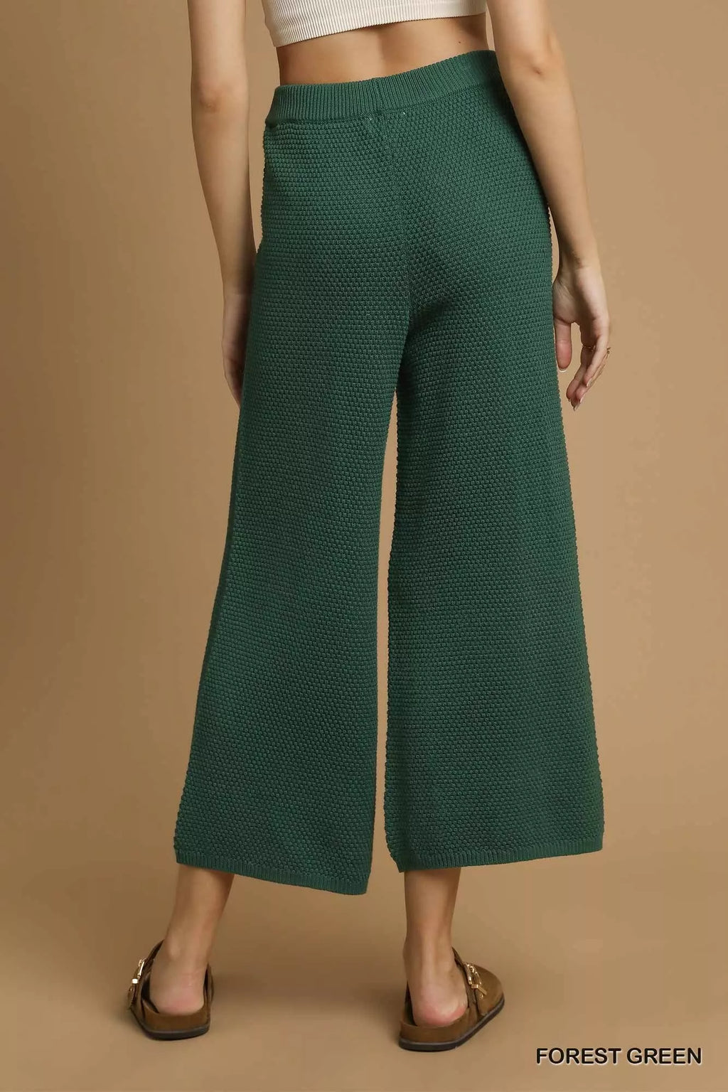 Textured Knit Wide Leg Pants