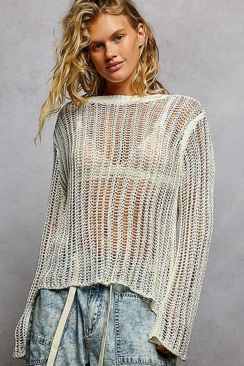 Openwork Round Neck Knit Cover Up