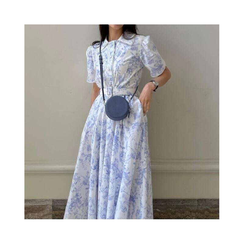 Single-Breasted Collared Dress with Waist Cinching Belt