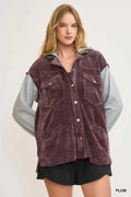 Contrast Hooded Chenille Jacket