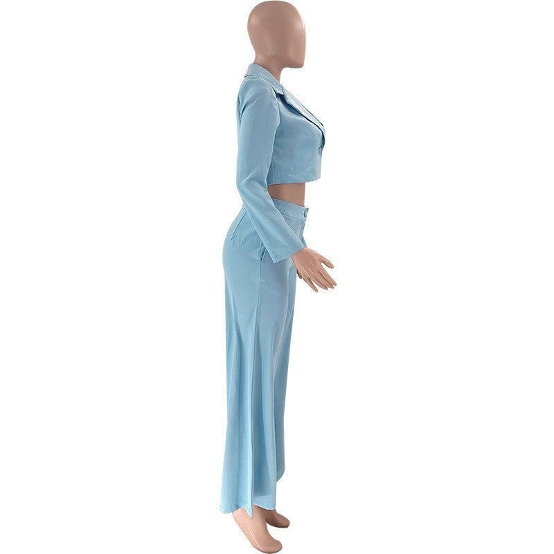 Solid Color Jacket and Pants Set