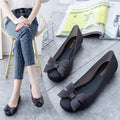 Women's Slip-On Flats with Bow Detail - Comfortable Round Toe Casual Shoes