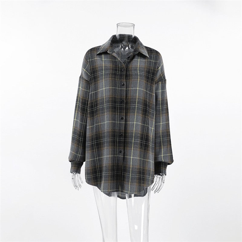 Relaxed Fit Plaid Long Sleeve Shirt