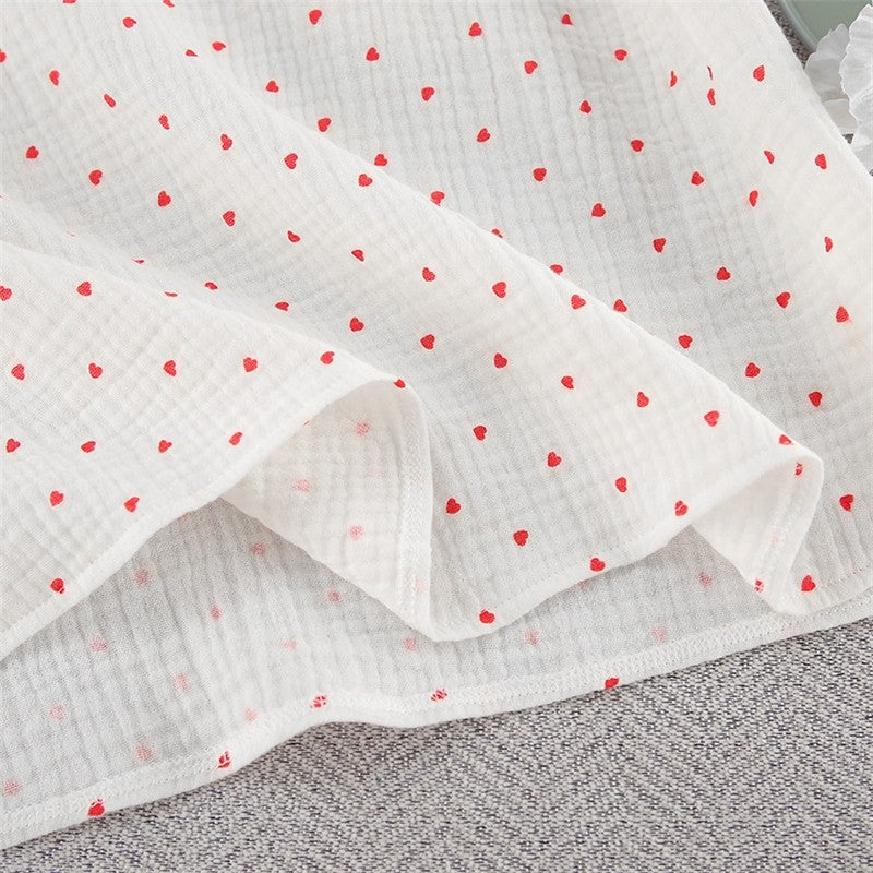 Heart Print White Thin Strap Nightgown