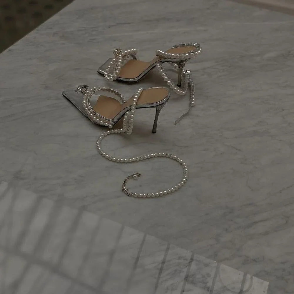 Admired Pearl Strap Crystal Heels