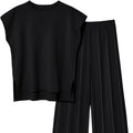 Knitted Sleeveless Vest with Matching Wide Leg Pants Set