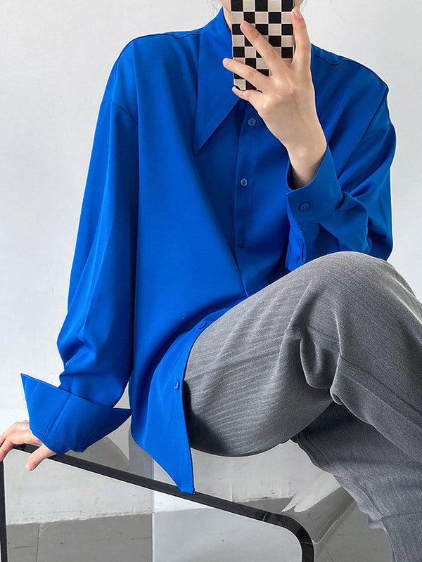 Stylish 3 Colors Solid Color Long Sleeves Blouse