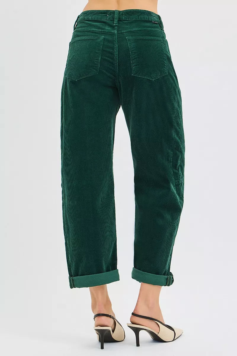 High Rise Crop Barrel Cordurory Pants