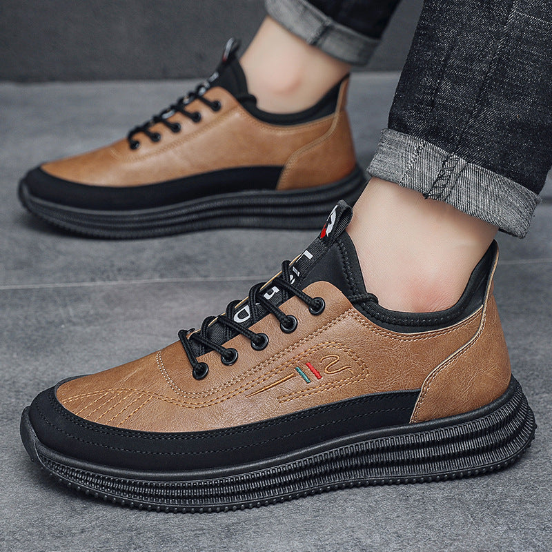 Men's Casual Sports Sneakers – Stylish PU Leather Round Toe Shoes