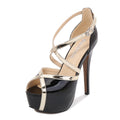 Women's Hollowed-Out Cross Strap Fishmouth Sandals - Peep Toe High Heel Slip-On Shoes