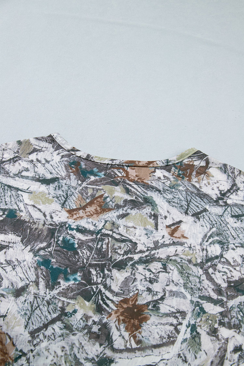 Gray Abstract Woodland Print Tunic Henley T Shirt
