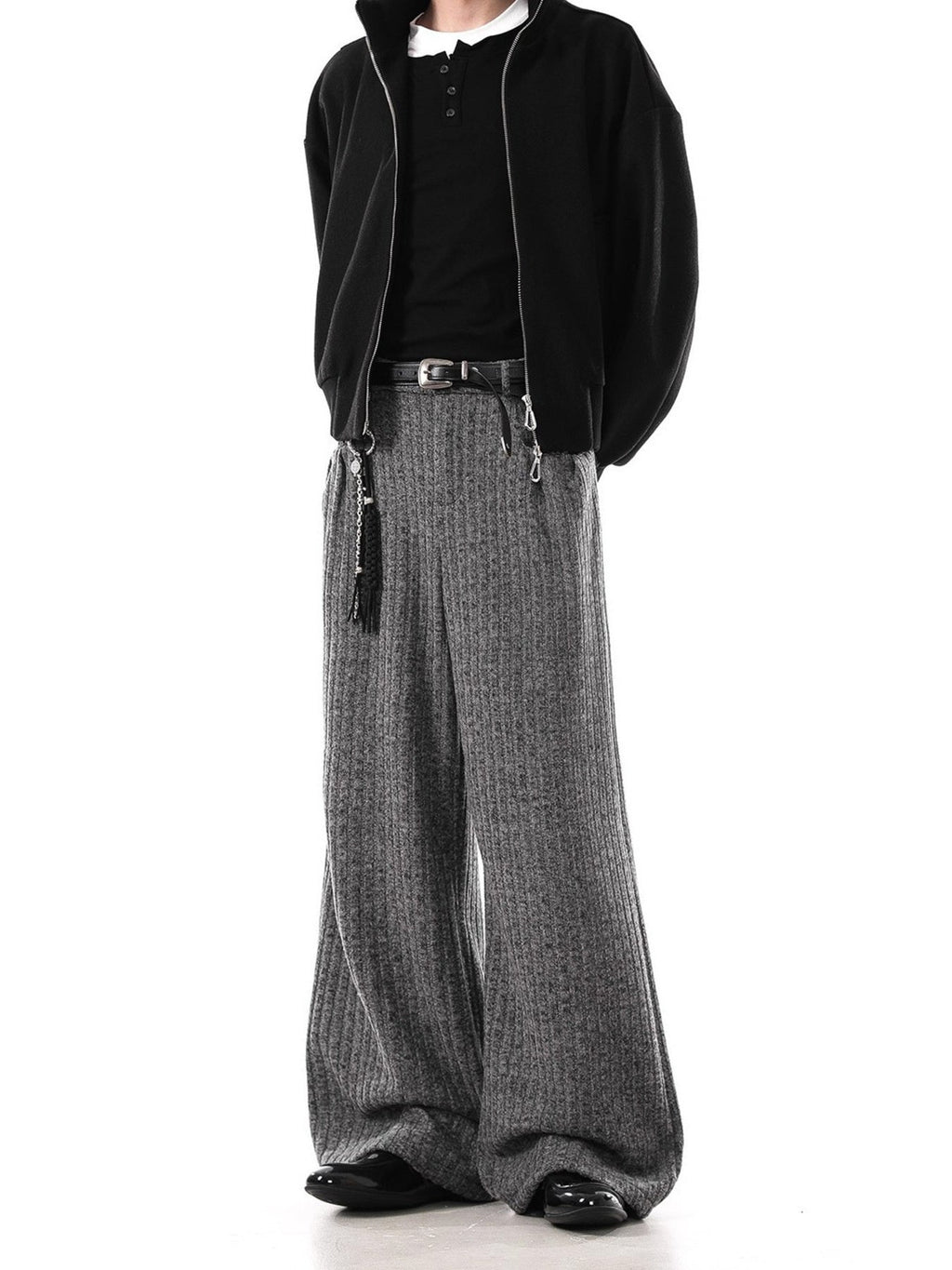Men's Plus Size Ribbed Knit Loose Fit Pants