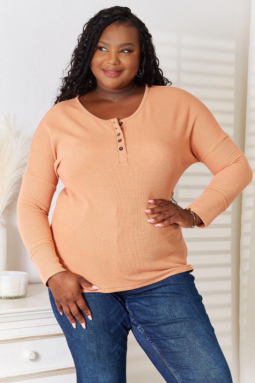 I am a Fashion Junky Half Button Long Sleeve Top