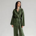 Women's Cotton Linen Lightweight Two-Piece Pajama Set