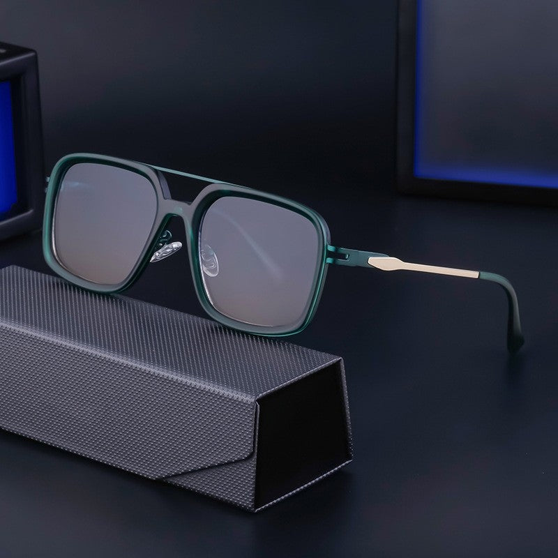 Vintage Square Frame Sunglasses For Men Outdoor UV Protection