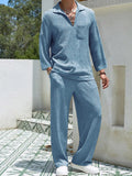 Men's Plus Size Long Sleeve Top and Pants Set