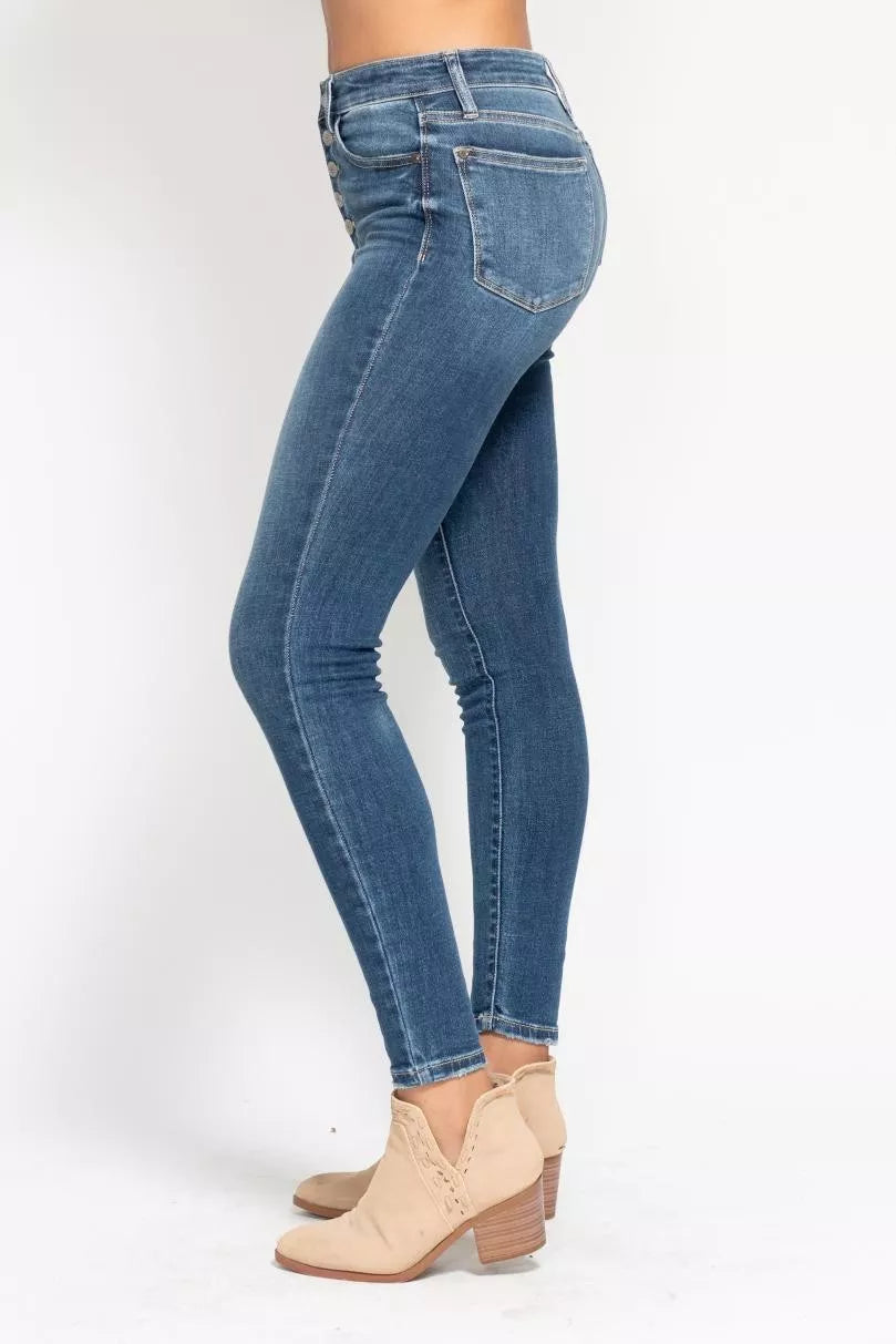 Full Size High Rise Button Fly Skinny Jeans Plus Size