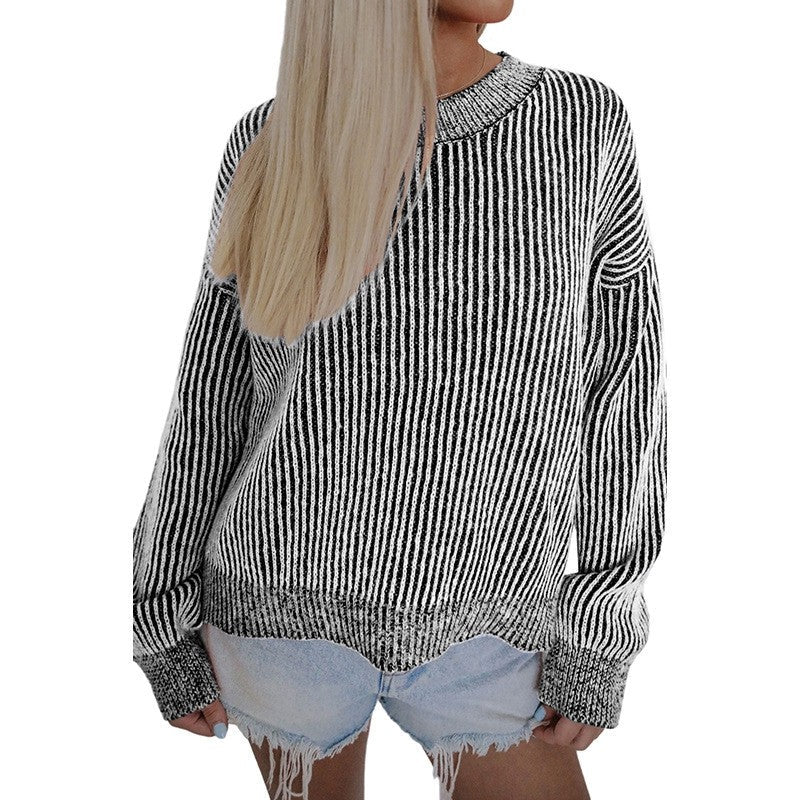 Striped Thickened Turtleneck Long Sleeve Sweater