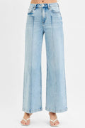 Full Size High Waist Wide Leg Pintuck Detailed Plus Size