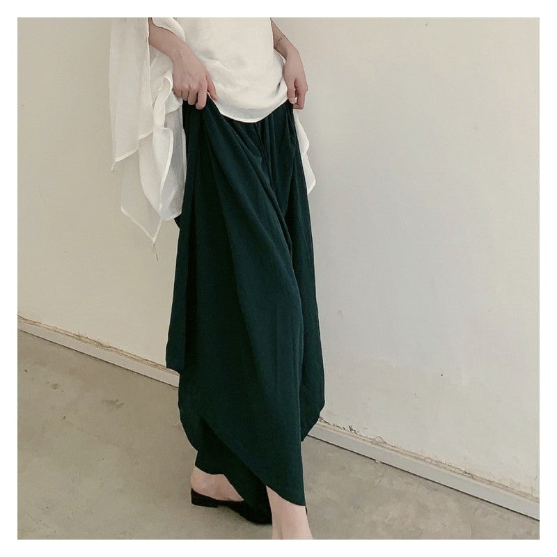 Wide Leg Casual Loose Fit Retro Pants in Solid Color
