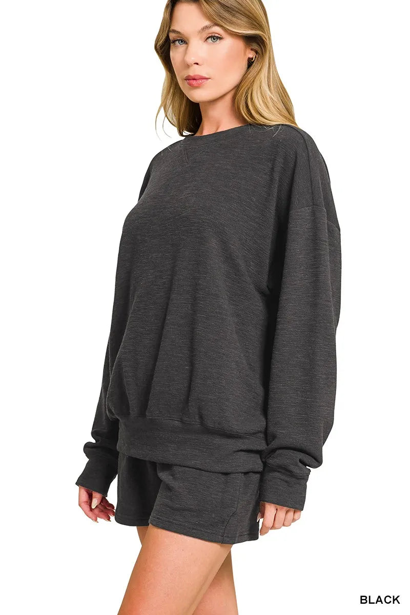 Slub Long Sleeve Top and Shorts Set