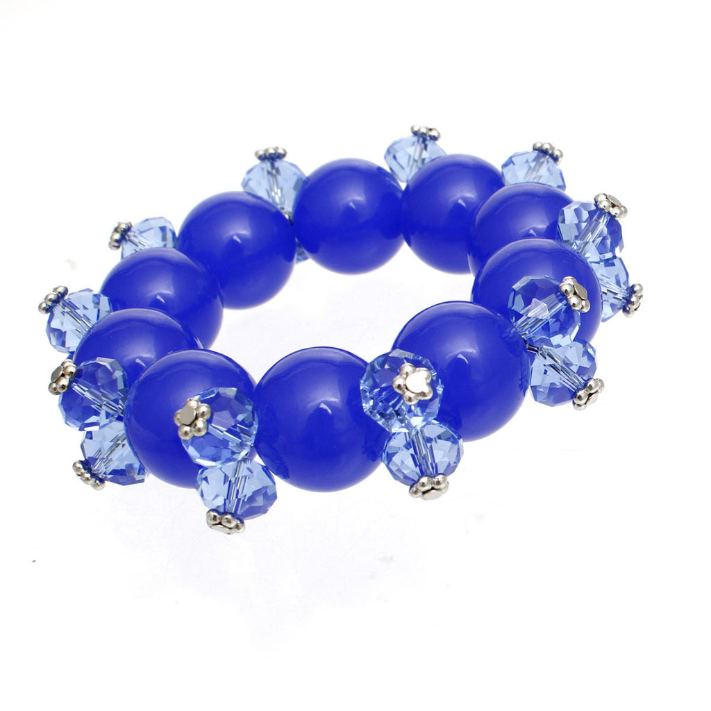Beaded and Faceted Statement Bracelet in Royal Blue – Trendy Fashion Jewelry