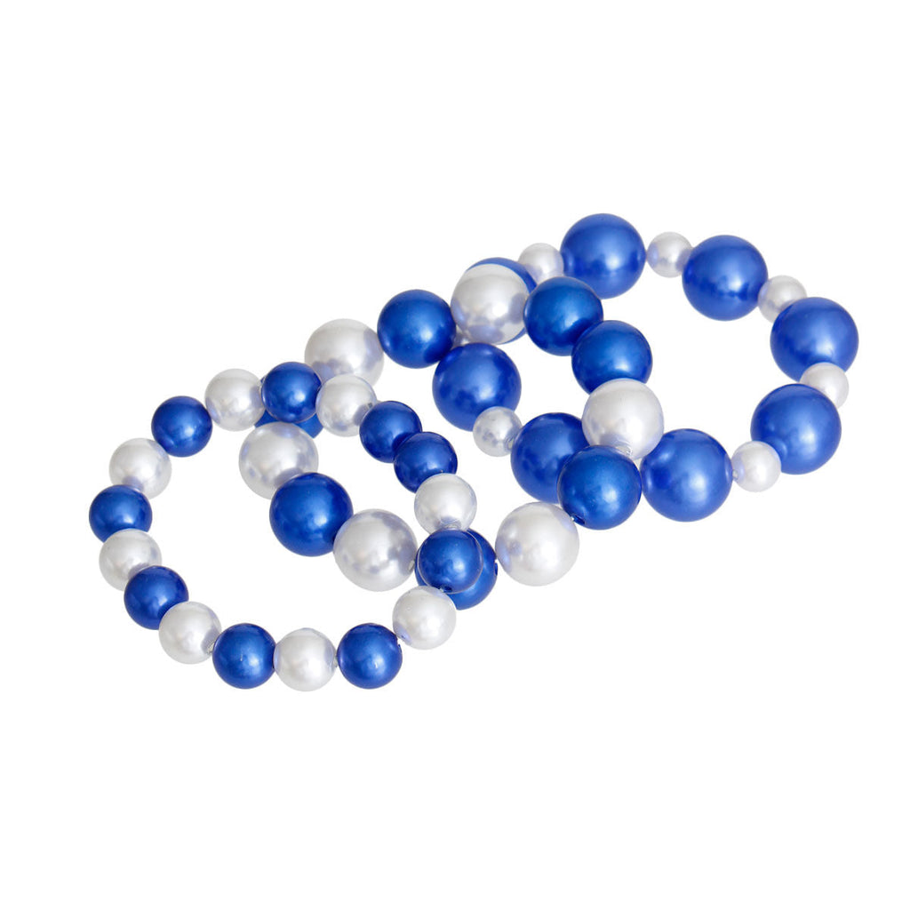 3-Piece Blue and White Pearl Bracelets Set – Stylish Layered Jewelry