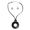 Pendant Tribal Black Leopard Ring Leather Necklace