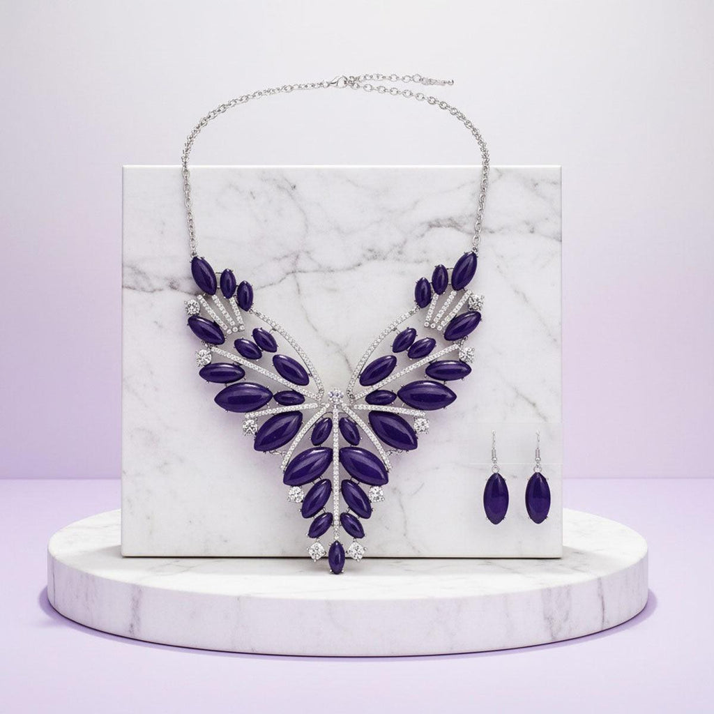 Bib Regal Tribal Purple Cracked Marquise Necklace