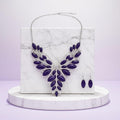 Bib Regal Tribal Purple Cracked Marquise Necklace
