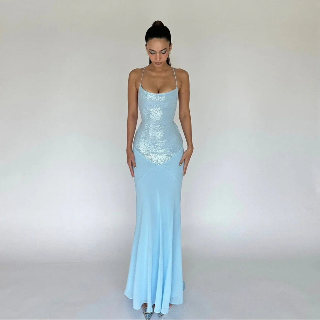 Amaia Sequin Backless Maxi Dress