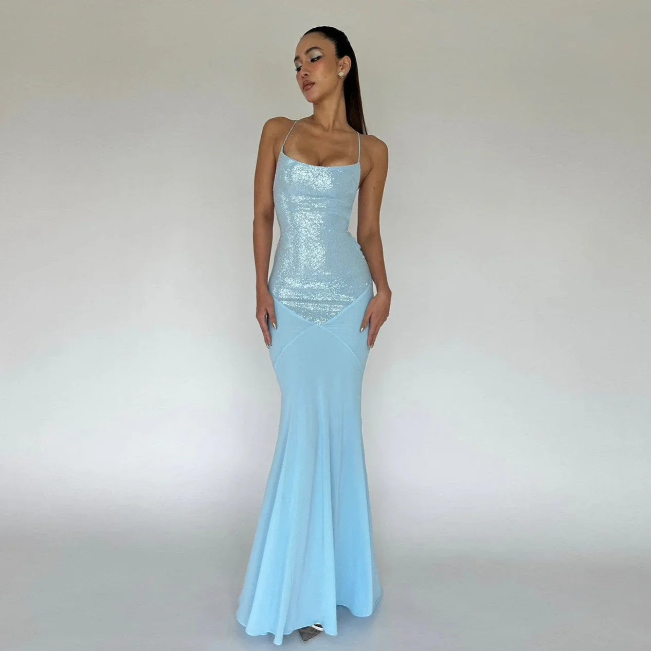 Amaia Sequin Backless Maxi Dress