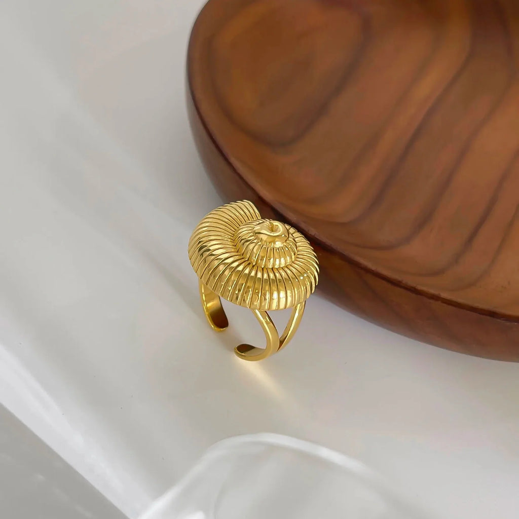 Ocean Charm Conch Shell Gold Plated Ring