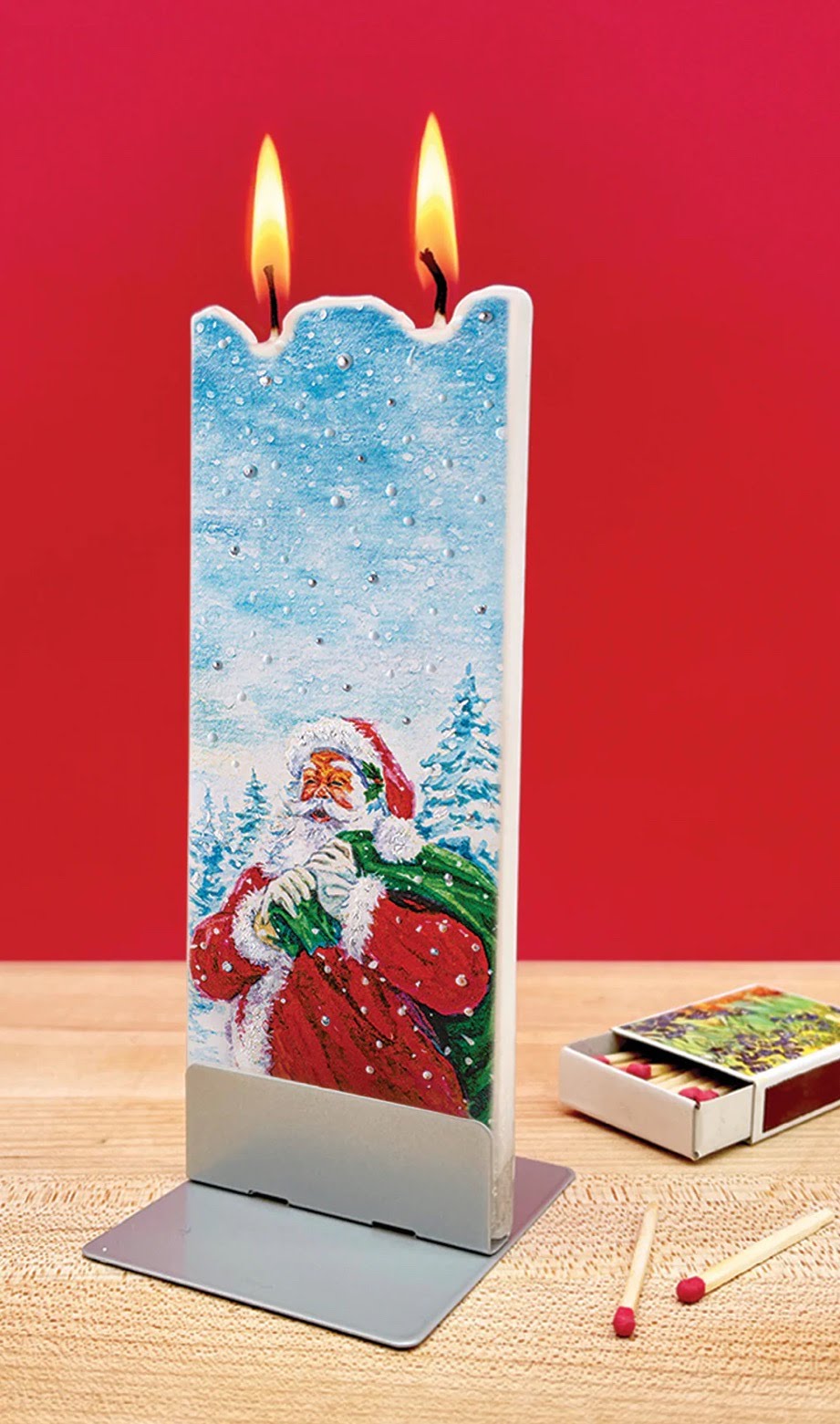 Flatyz Santa In Snow with Present Sack Candle