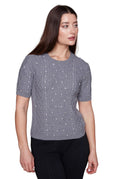Carré Noir Diamond Pearl Knit Sweater Tee 8163