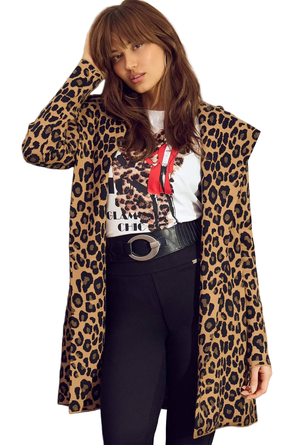 Frank Lyman Leopard Print Cardigan 253812