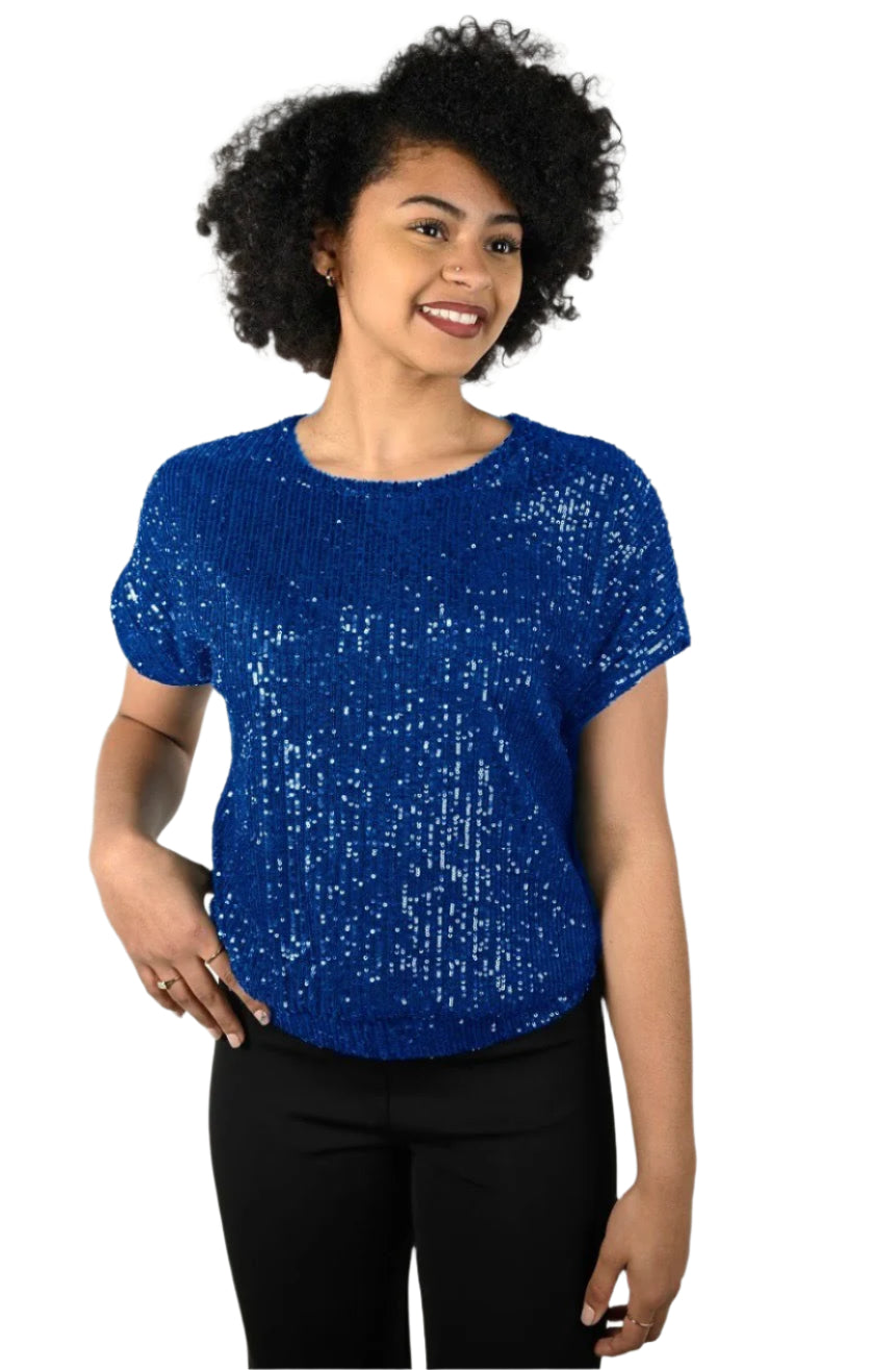 Frank Lyman Cobalt Sequin Top 226482