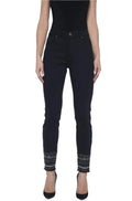 Frank Lyman Woven Denim Embellished Hem Pants 203132U