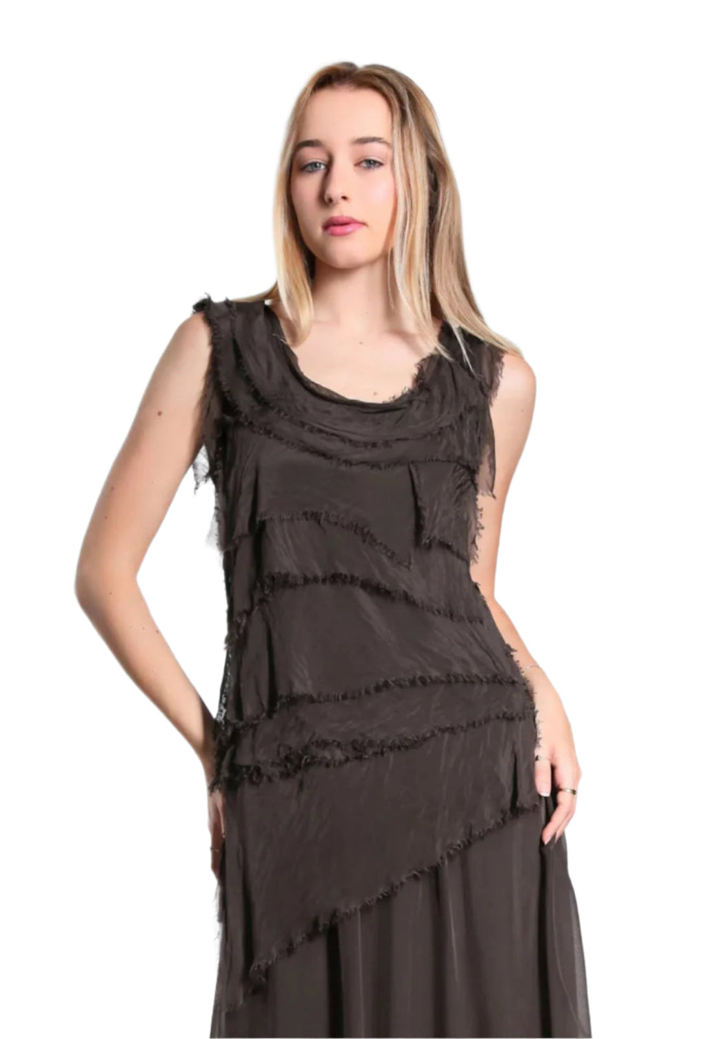 Tina Stephens Arianna Silk Ruffle Top BT205