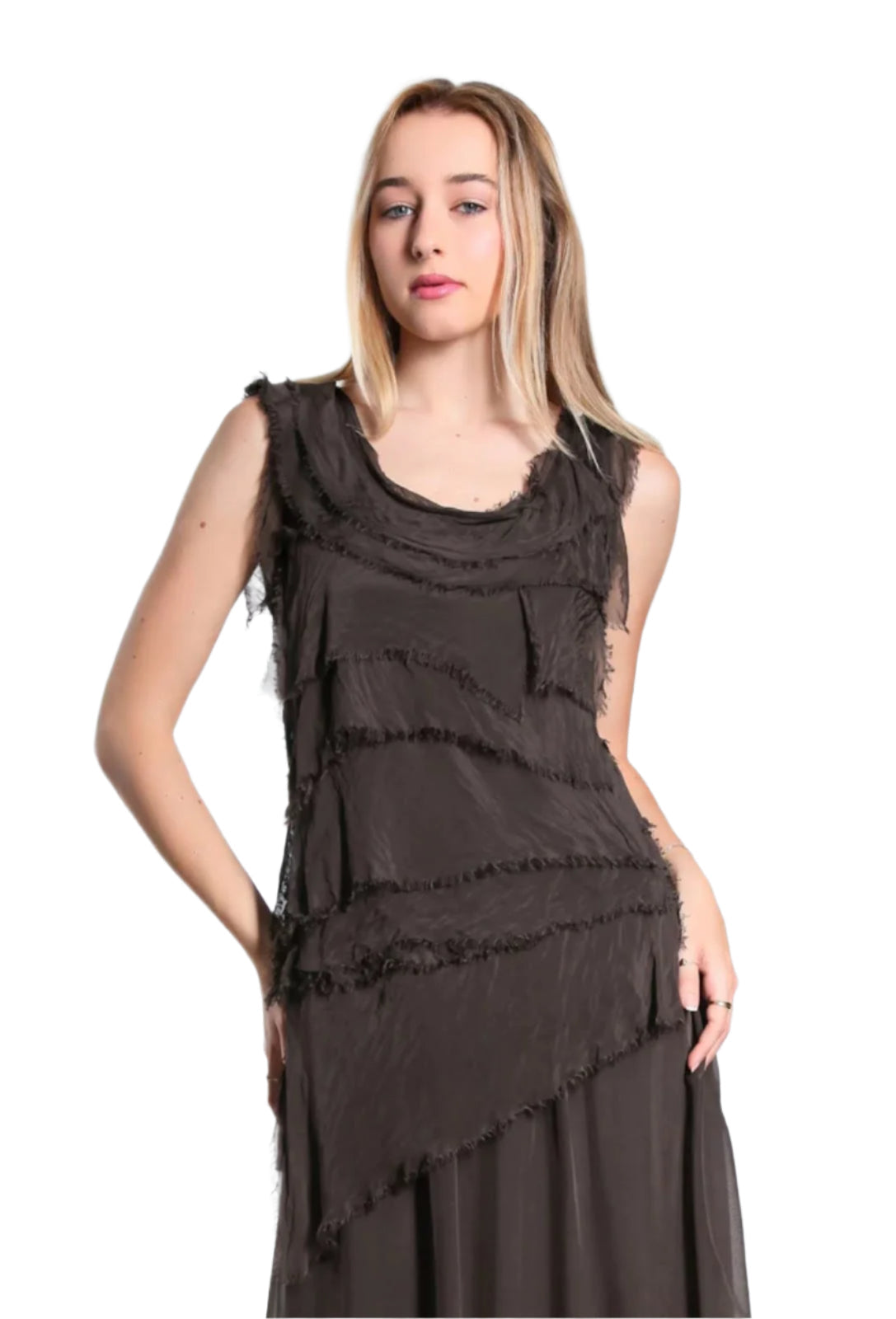 Tina Stephens Arianna Silk Ruffle Top BT205