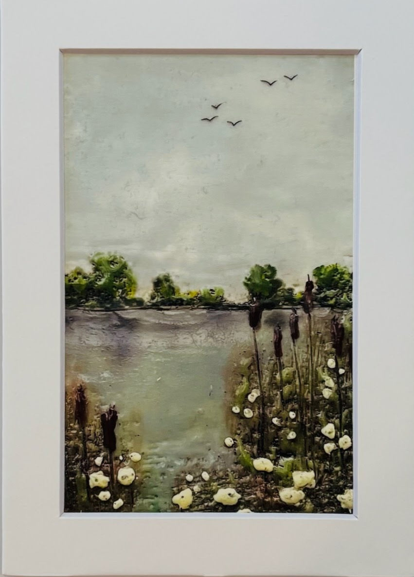 Trish McFerran Cattails Encaustic Print