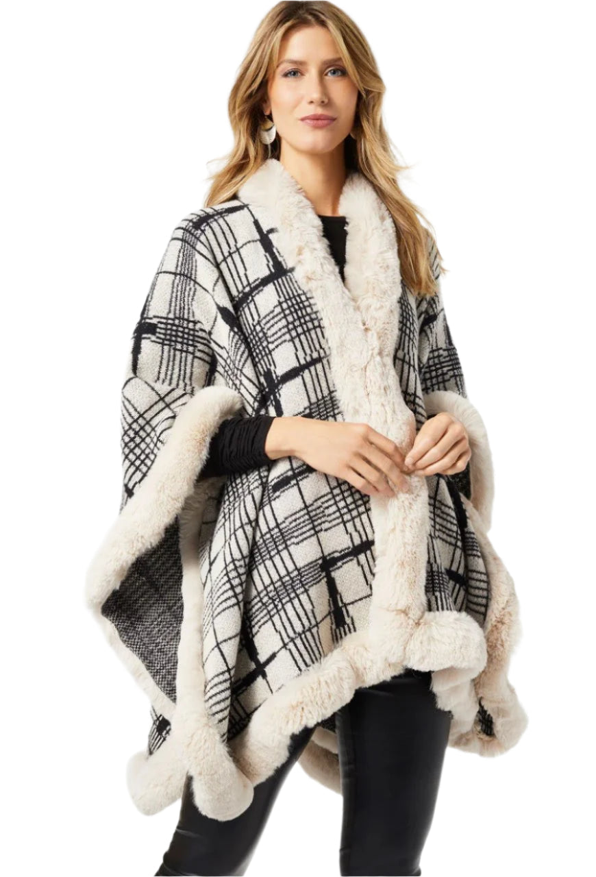 Coco + Carmen Everleigh Wrap with Faux Fur Trim