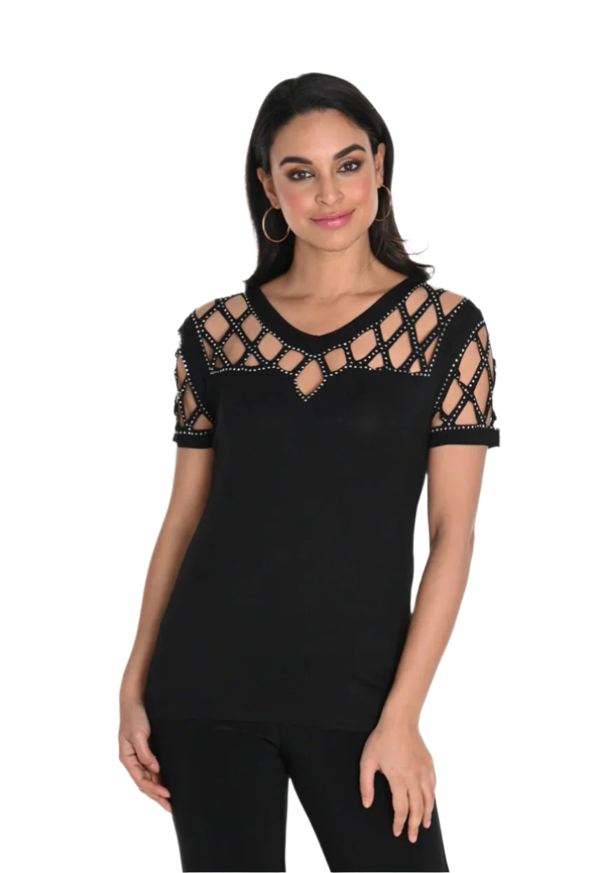 Frank Lyman Sequin Keyhole Top 243465U