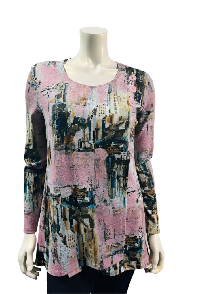 Variations Impressionistic Cityscape Top V7788