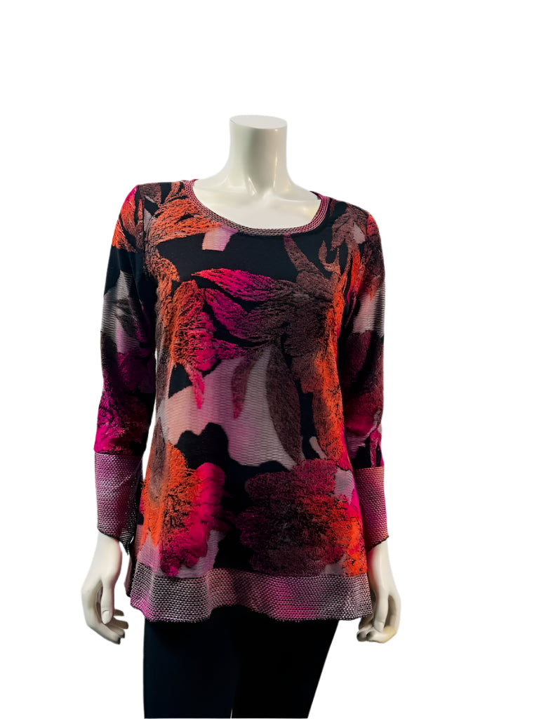 Variations Sunset Floral Burnout Top V7759