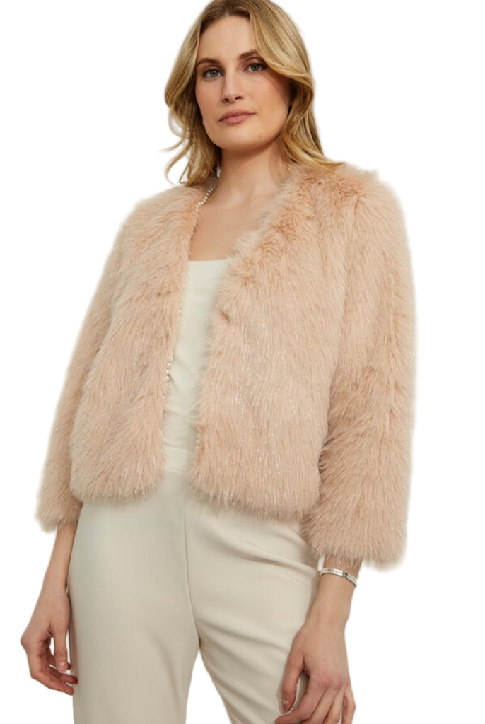 Frank Lyman Blush Faux Fur Jacket 259730