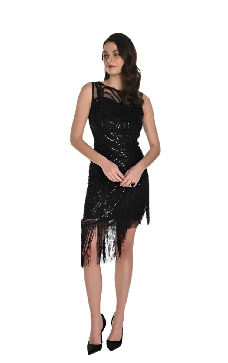 Frank Lyman Beaded Fringe Gatsby Dress 249411U