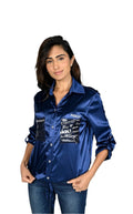 Frank Lyman Blue Satin Top 223409U